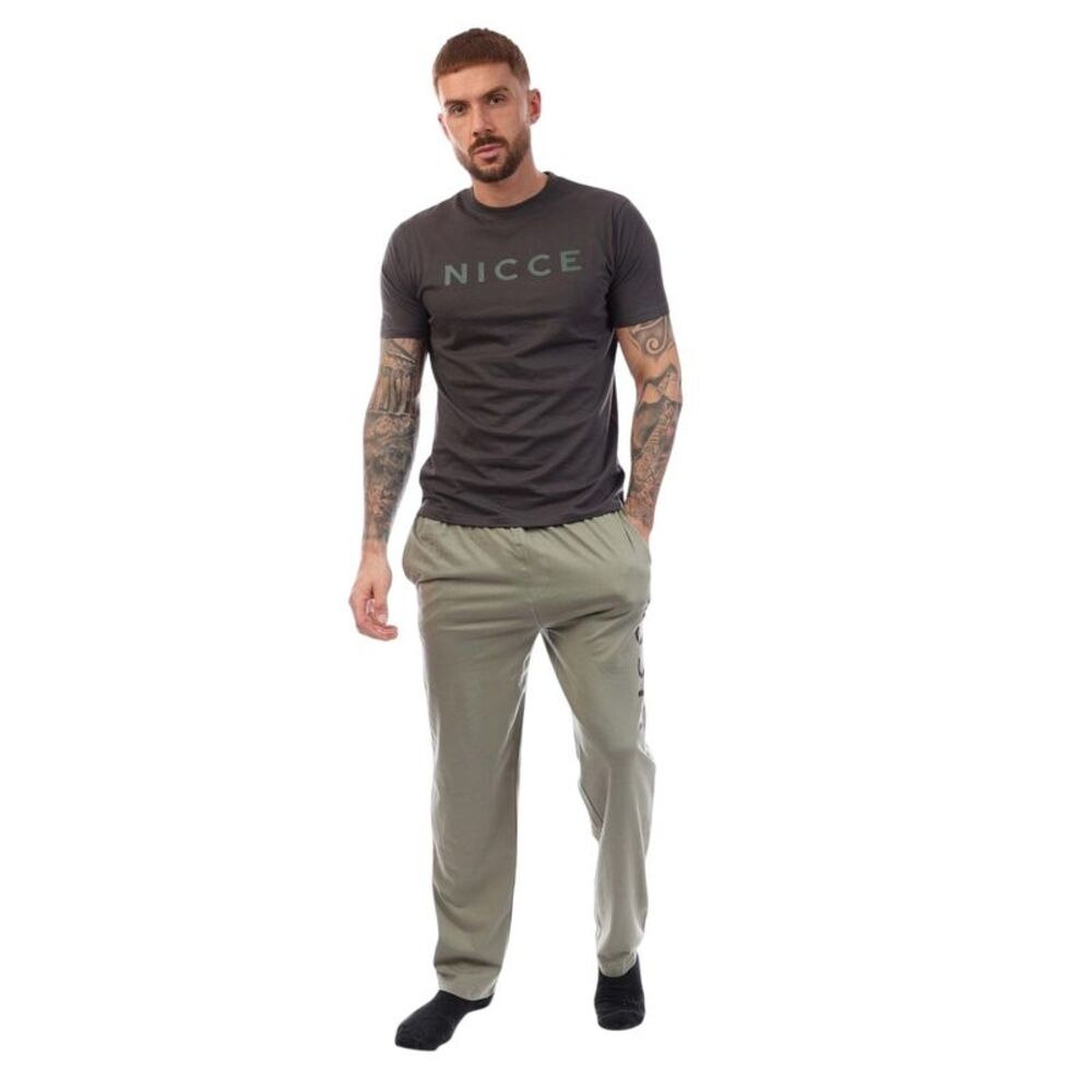 Nicce Mens Aderyn Cotton Loungewear Set / Khaki